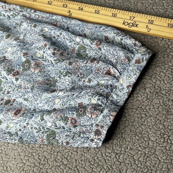 Rose + Olive Blouse Womens 3X Blue Floral Smocked Button Front 3/4 Sleeve Boho - Picture 11 of 13